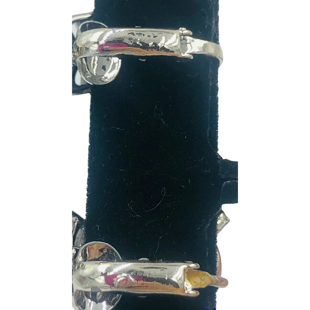 Vintage CORO Blue Rhinestone Silver Brushed and Polished Clip Earrings - Picture 4 of 9